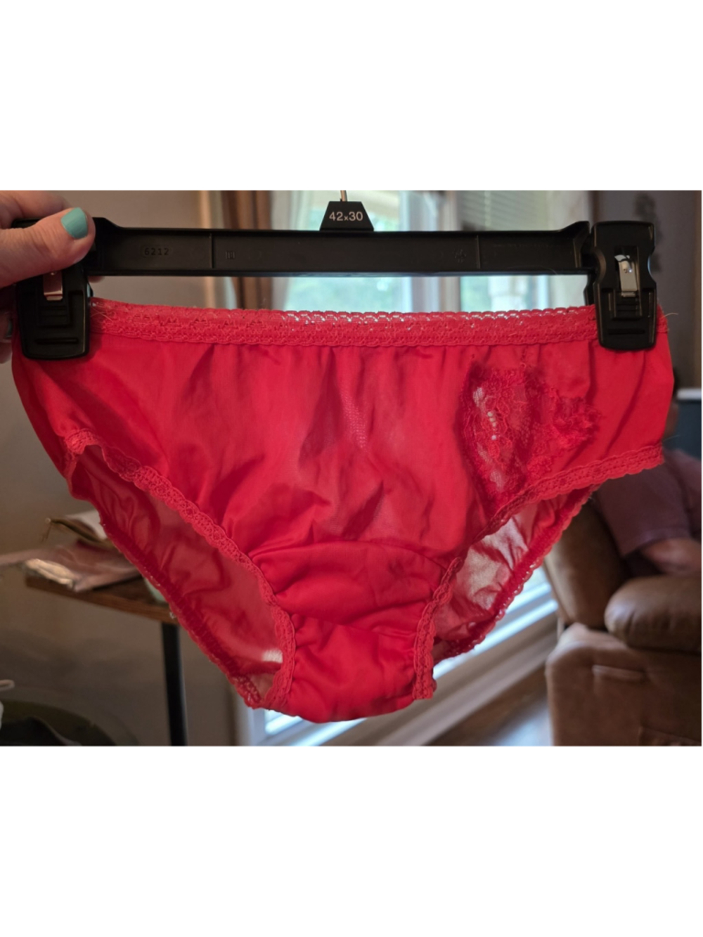 VINTAGE RETRO NANCY KING HOT RED SHEER NYLON BIKINI PANTIES SIZE XS